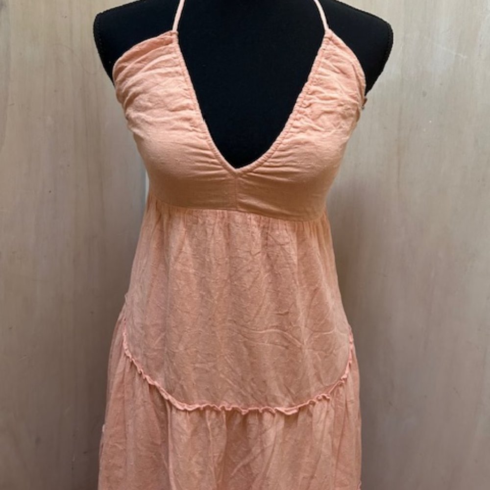 Abercrombie Halter Linen Maxi Dress in Light Peach Pink Size XS